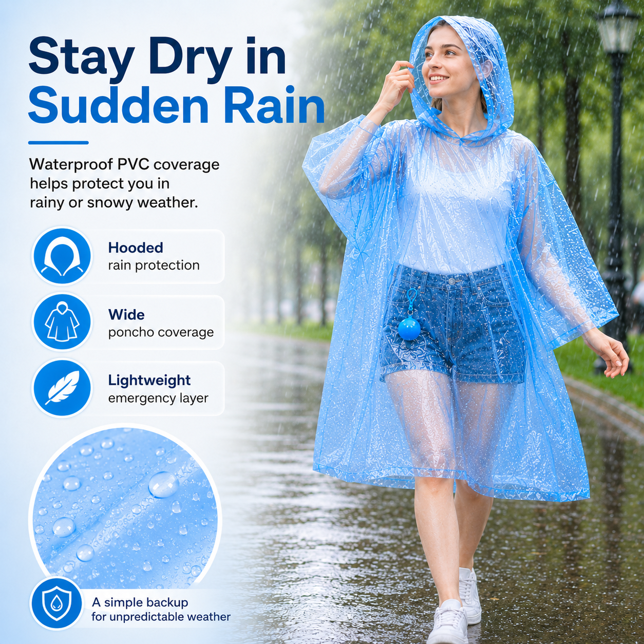 🌧️ 49% OFF 4-Pack Portable Raincoat Balls 🎒 Clip-On Emergency Poncho Set