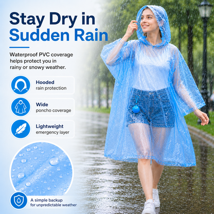🌧️ 49% OFF 4-Pack Portable Raincoat Balls 🎒 Clip-On Emergency Poncho Set