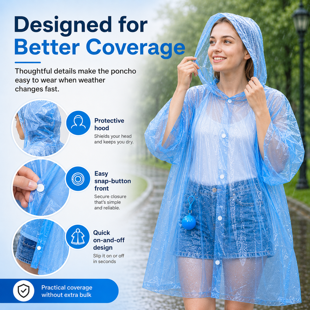 🌧️ 49% OFF 4-Pack Portable Raincoat Balls 🎒 Clip-On Emergency Poncho Set