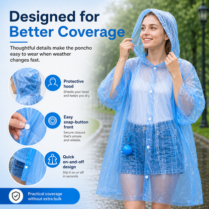 🌧️ 49% OFF 4-Pack Portable Raincoat Balls 🎒 Clip-On Emergency Poncho Set