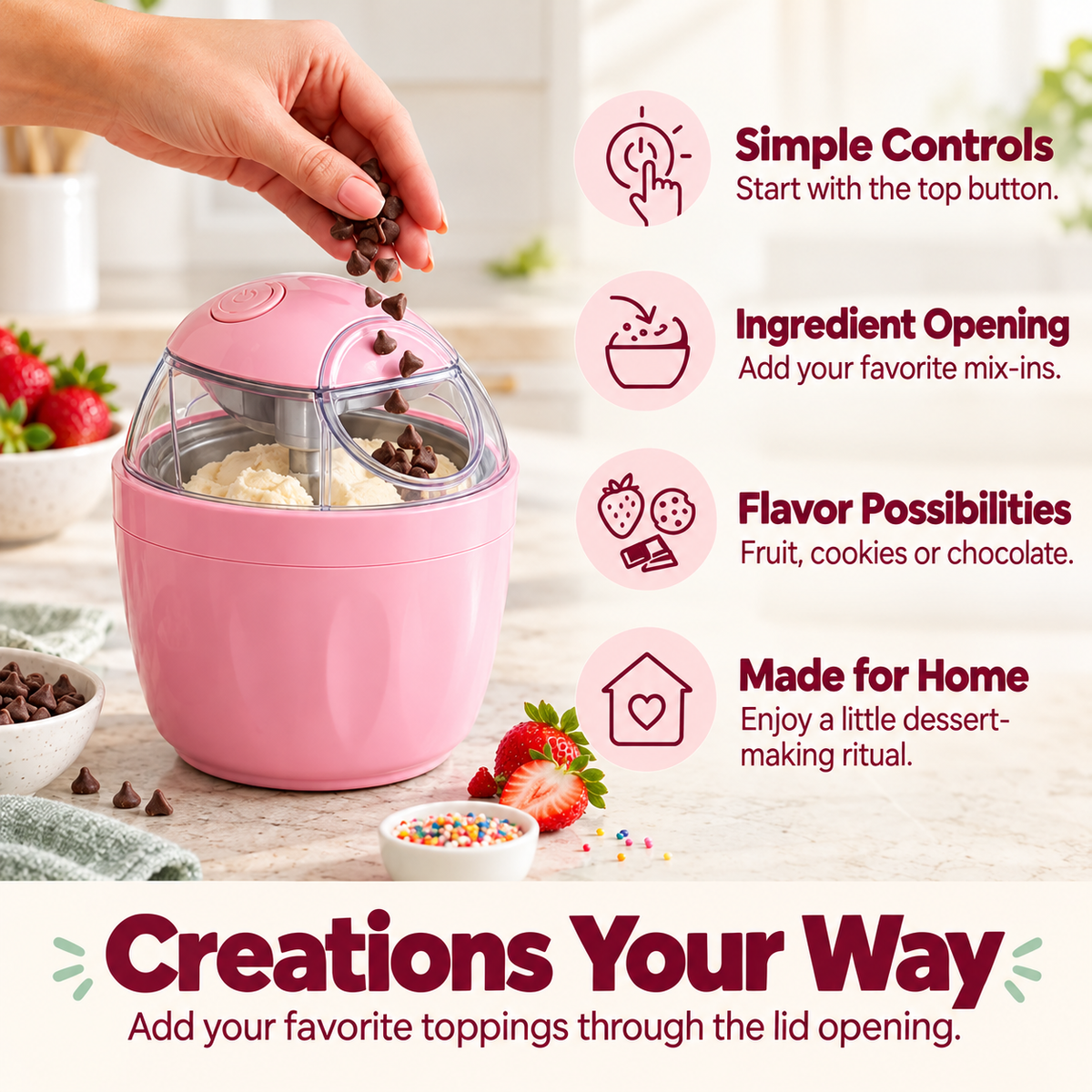 🍓 Mini Ice Cream Maker – Create Your Own Delicious Frozen Treats at Home! 🍨💕
