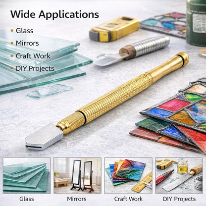 🔥 50% OFF Precision Glass Cutter 💎 Carbide Wheel with Anti-Slip Brass Handle
