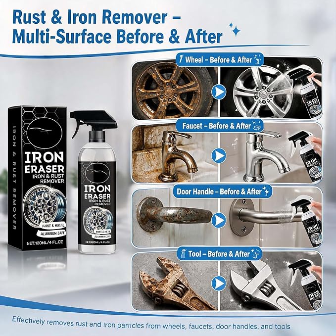 🔥 LIMITED-TIME 50% OFF! 🚗 Iron & Rust Remover Spray – Restore a Clean, Brilliant Shine ✨