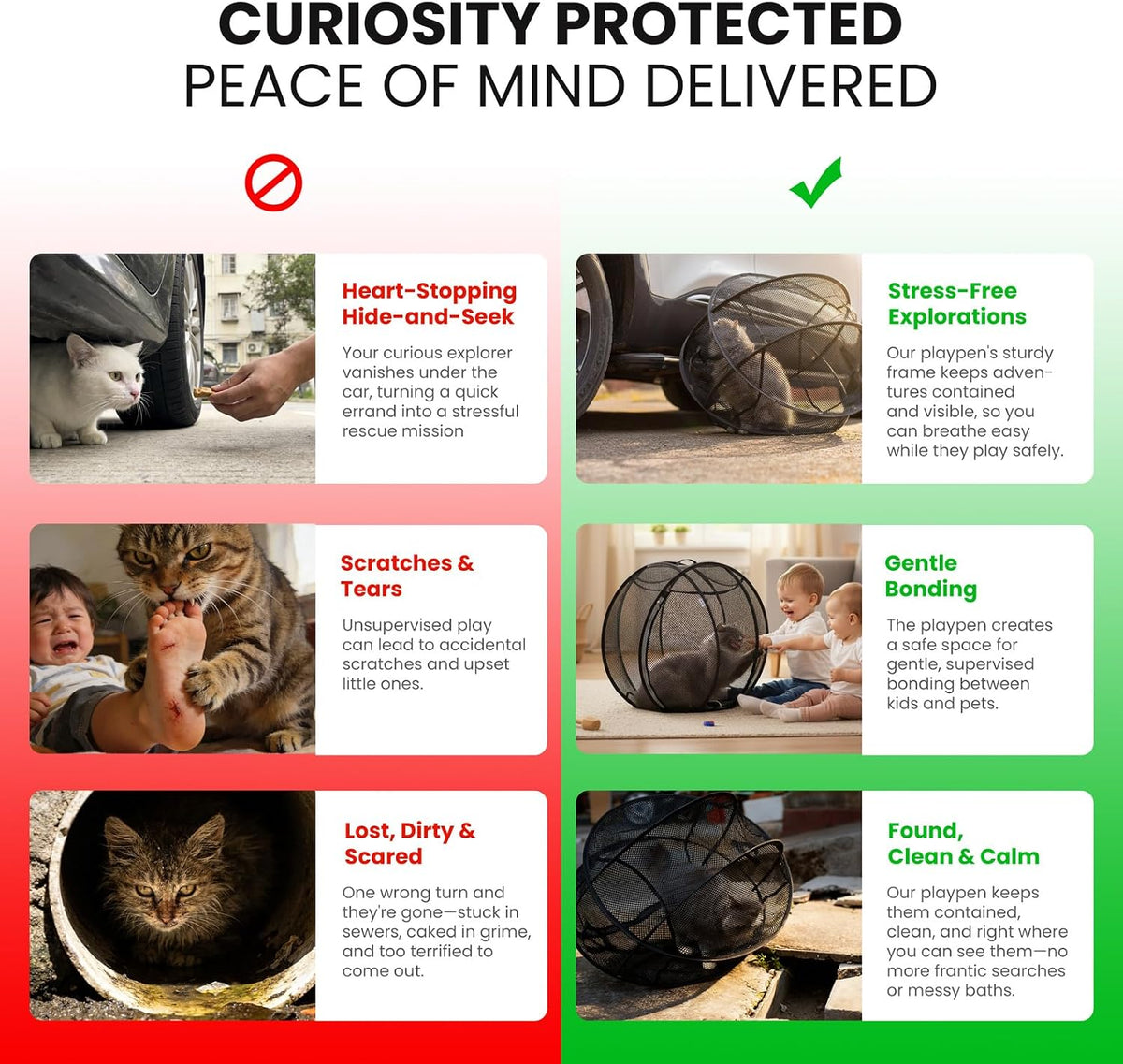🐾 Portable 360° Cat Playpen – Their Safe Little Space Anywhere