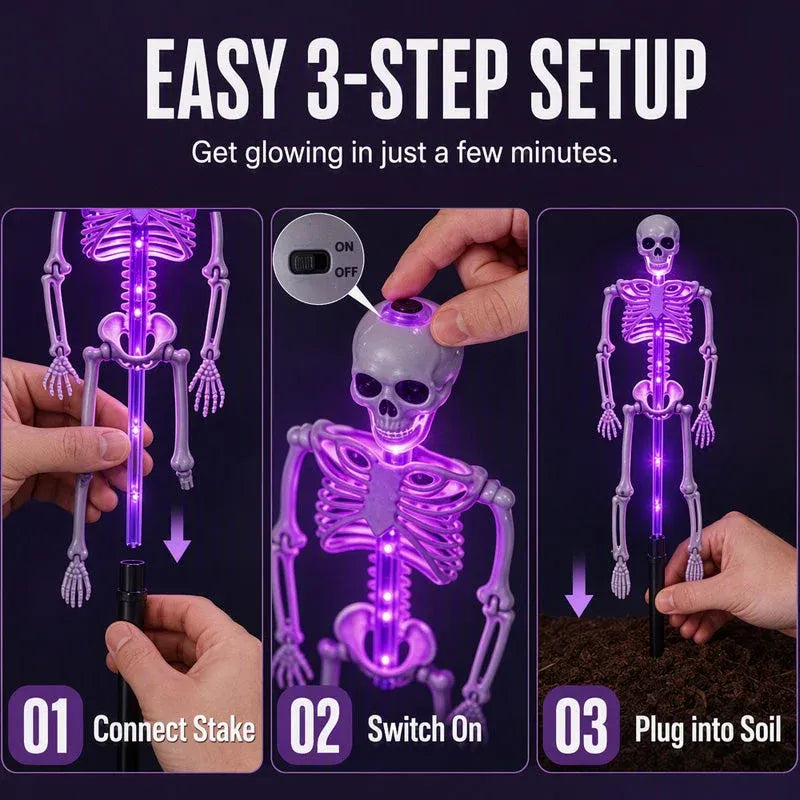 🎃 LIMITED TIME 50% OFF 🦴 Halloween Skeleton Solar Lights ✨ Create A Spooky Glow For Your Yard Tonight