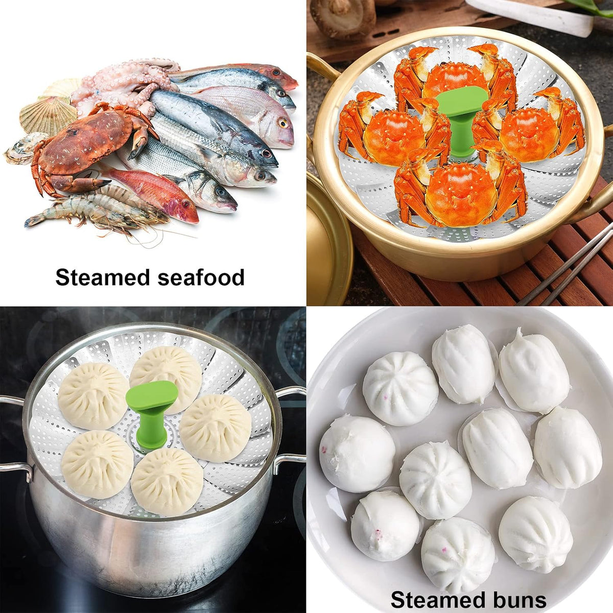 🔥 49% OFF Expandable Stainless Steel Steamer Basket – Foldable 3-in-1 Pot Insert