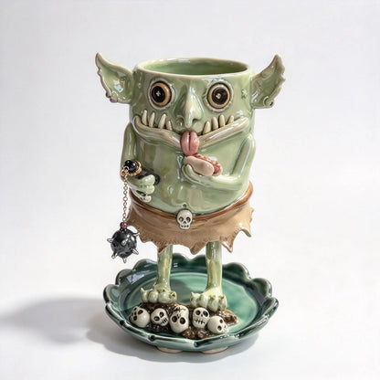 👺Handmade Gothic Goblin Ceramic Planter