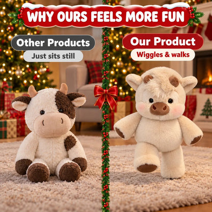🐮 Animated Walking & Wiggling Christmas Cow Plush Holiday Stuffed Animal Toy 🎄