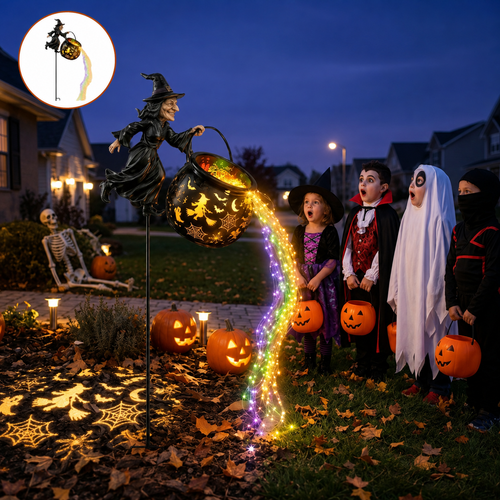 🎃 50% OFF Glowing Witch Cauldron Garden Light ✨ Outdoor Halloween Decor