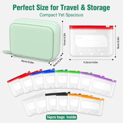 🔥 Limited-Time Deal 💊 14-Pouch Portable Pill Organizer – Stay Organized at Home or On the Go ✨
