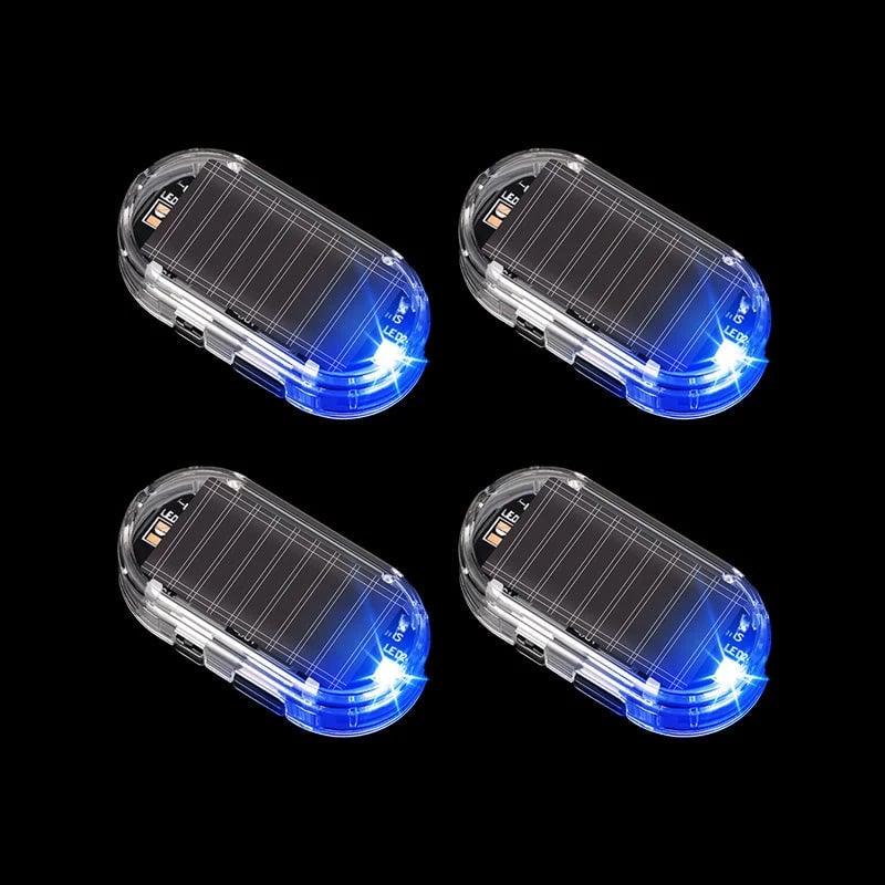 🚗 4-Pack Solar Car Security Warning Light – LED Theft Deterrent