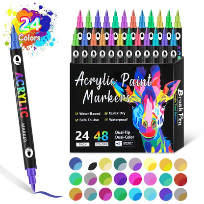 Dual Tip Acrylic Paint Pen Marker - 24/48/72/120Colors