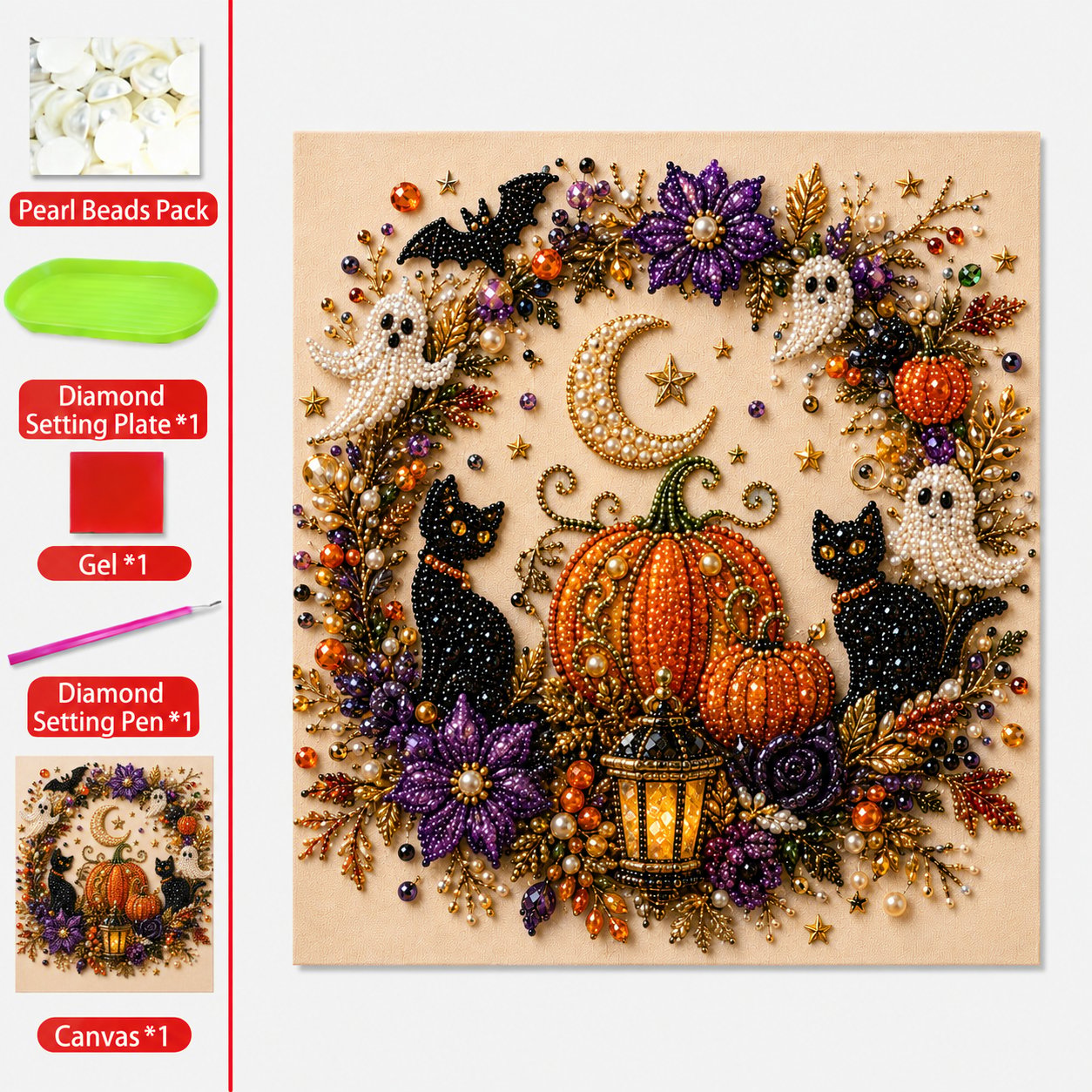💥 Last Day 51% OFF – 👻✨ Halloween Pearl Art DIY Kit – Turn Tiny Pearls into Spooky-Cute Magic