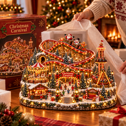 🔥 Last Day 50% OFF 🎢 Magical Christmas Carnival – Animated Roller Coaster & Lighted Decor