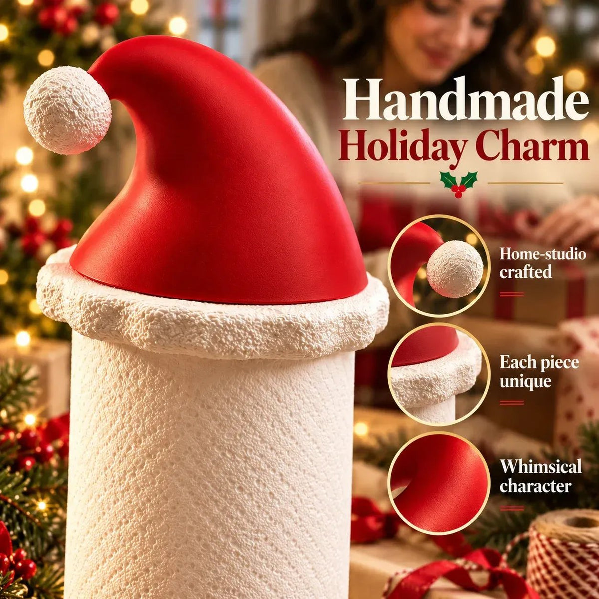 🎅 Santa Hat Paper Towel Holder - Festive Christmas Kitchen Decor 🎄