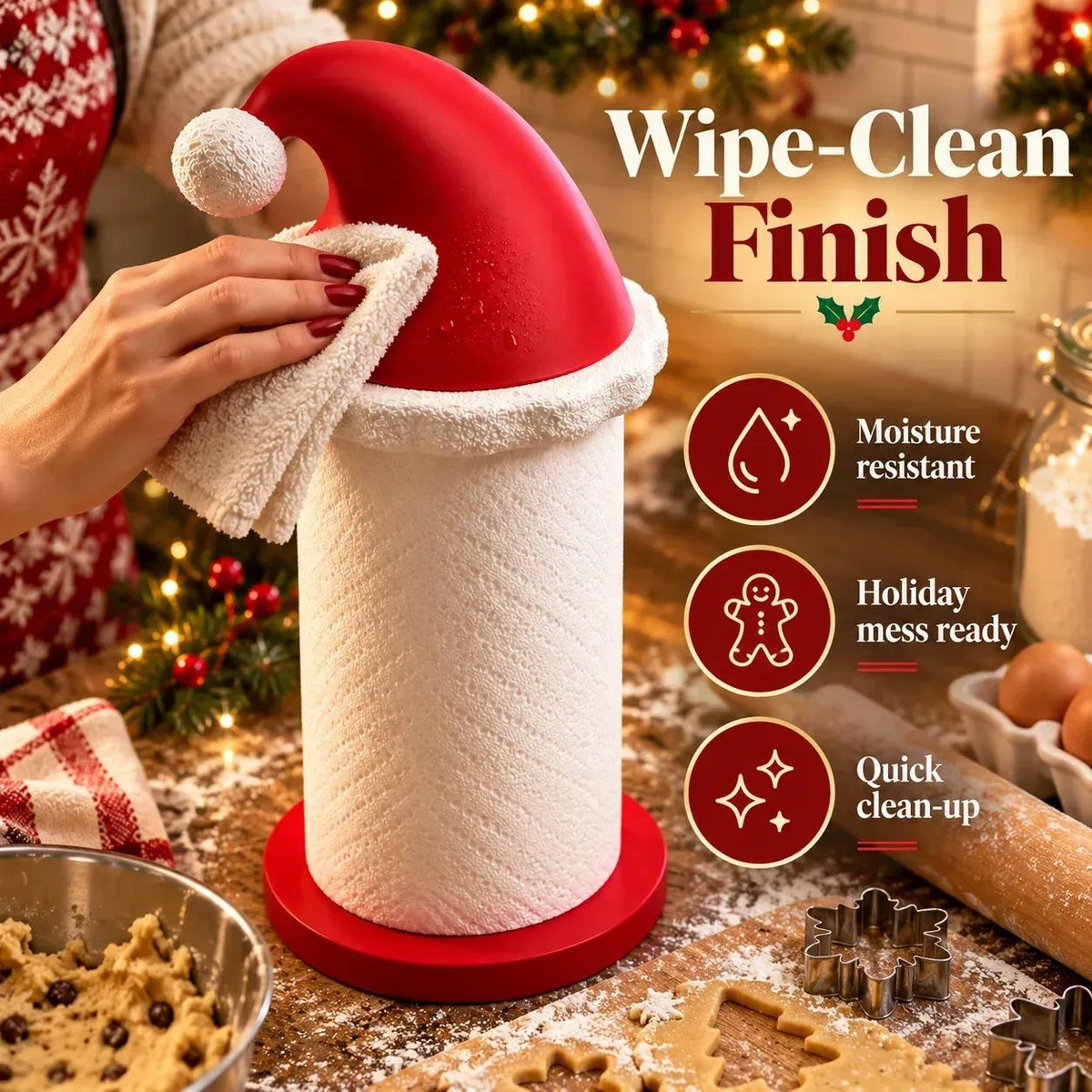 🎅 Santa Hat Paper Towel Holder - Festive Christmas Kitchen Decor 🎄