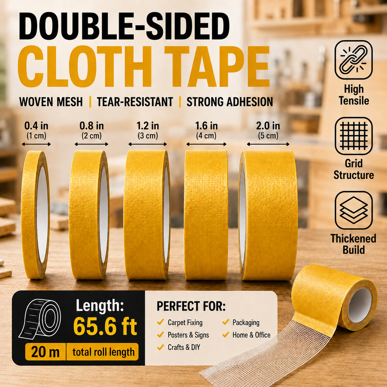 🔥 50% OFF Reinforced Double-Sided Mesh Tape – Strong Hold, Clean Removal