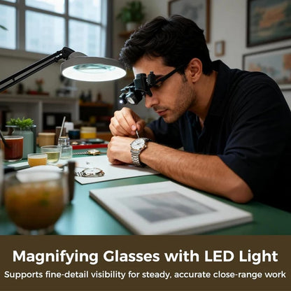 🔬LAST DAY SALE 49%OFF✨ Precision LED Magnifier Glasses – Interchangeable Lenses, Dual LED, Hands-Free 💡