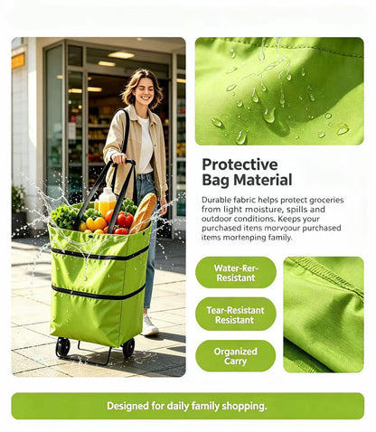 Foldable Grocery Cart Bag - The Rolling Shopping Bag That Saves Your Back