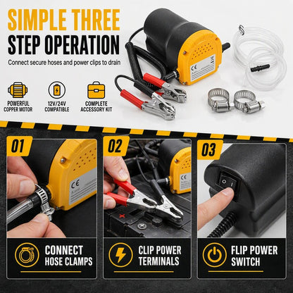 💯 📢📢50% OFF !! ⚡ Portable 12V/24V Electric Self-Priming Oil & Fuel Transfer Pump with Alligator Clamps 🛢️