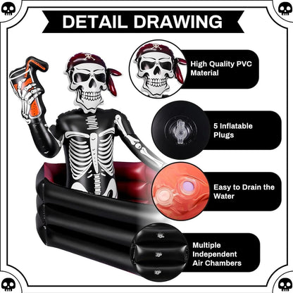 ☠️🧊40-Gallon Inflatable Pirate Skeleton Cooler for Halloween