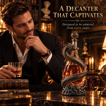 Leviathan Coil Dragon Decanter™ — Hand-Finished Whiskey Decanter with Compass Stopper