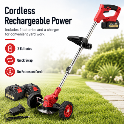 🔥 50% OFF 3-in-1 Cordless Weed Whacker with Adjustable Handle & Removable Support Wheels