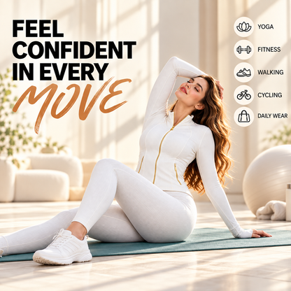 ✨ Sculpt-Seamless 2-Piece Athletic Performance Jacket & High-Waist Leggings Active Set 🏃‍♀️