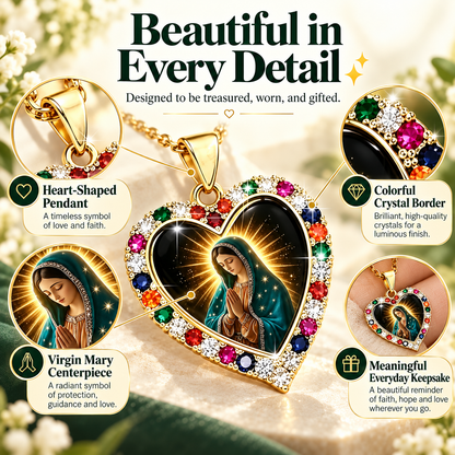 Virgin Mary Birthstone-Inlaid Daily Prayer Pendant Necklace