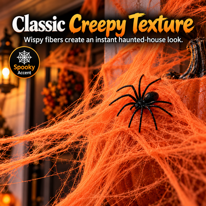🎃 50% OFF Halloween Stretch Spider Web Set – 100g Web + 20 Spiders