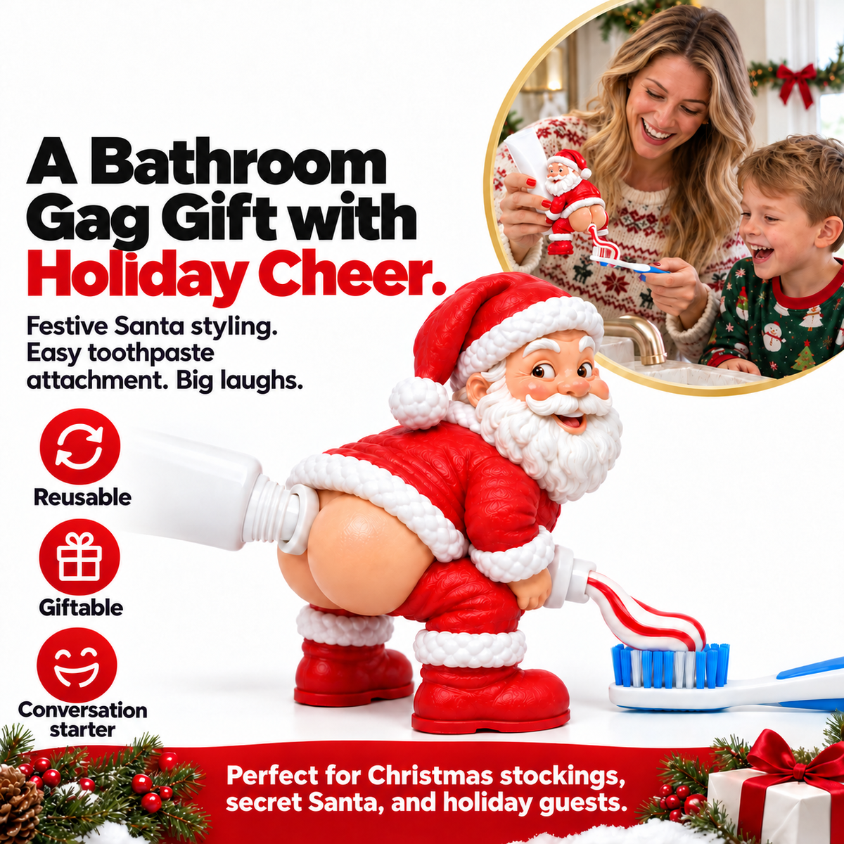 🎅 Santa’s Got a Secret! Funny Christmas Toothpaste Dispenser