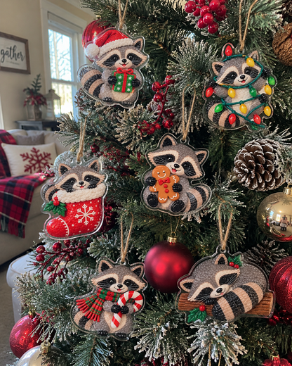 🦝Adorable Christmas Raccoon Ornaments