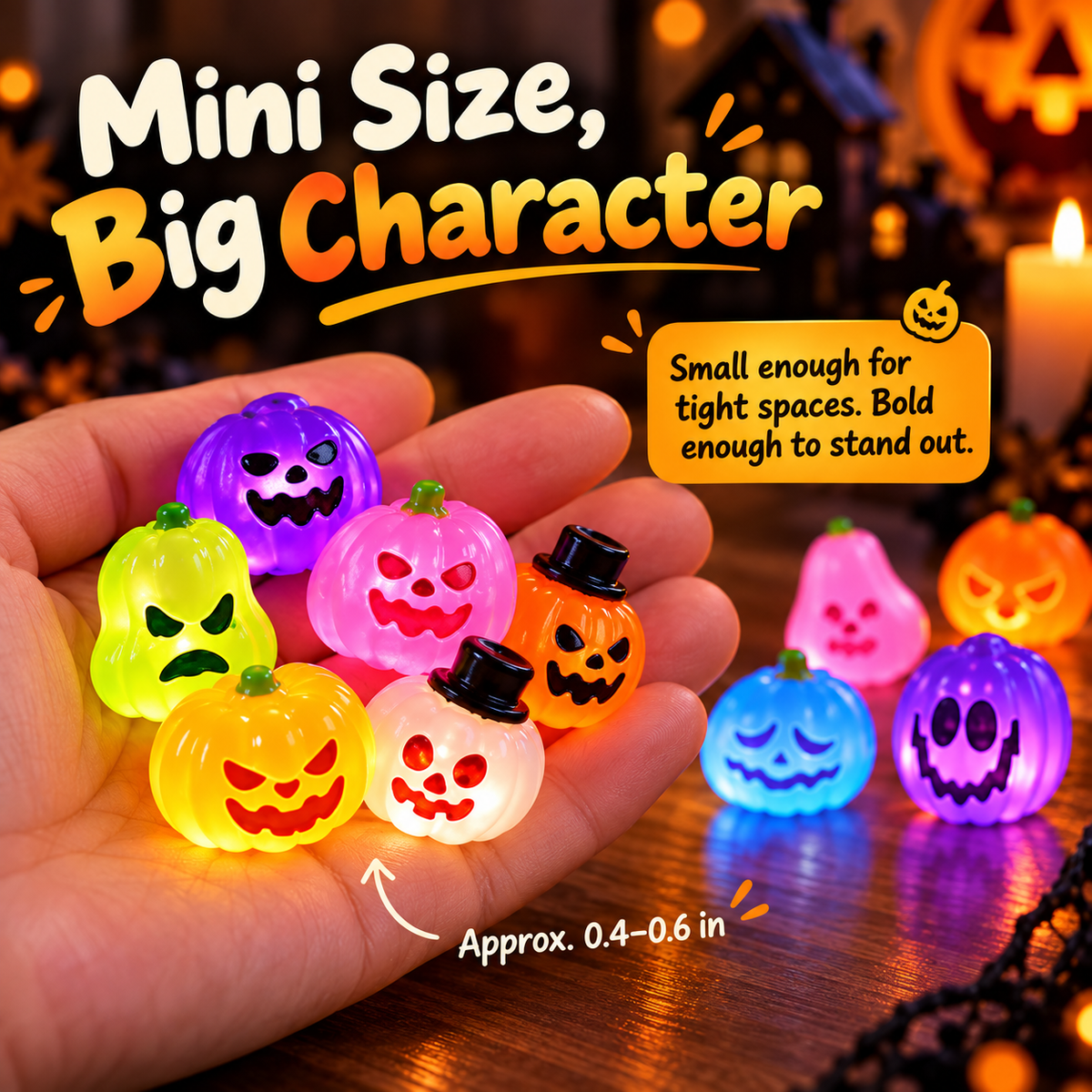 🎃 Colorful Glowing Mini Halloween Jack-O'-Lantern Pumpkin Night Lights Table Decor 🌈