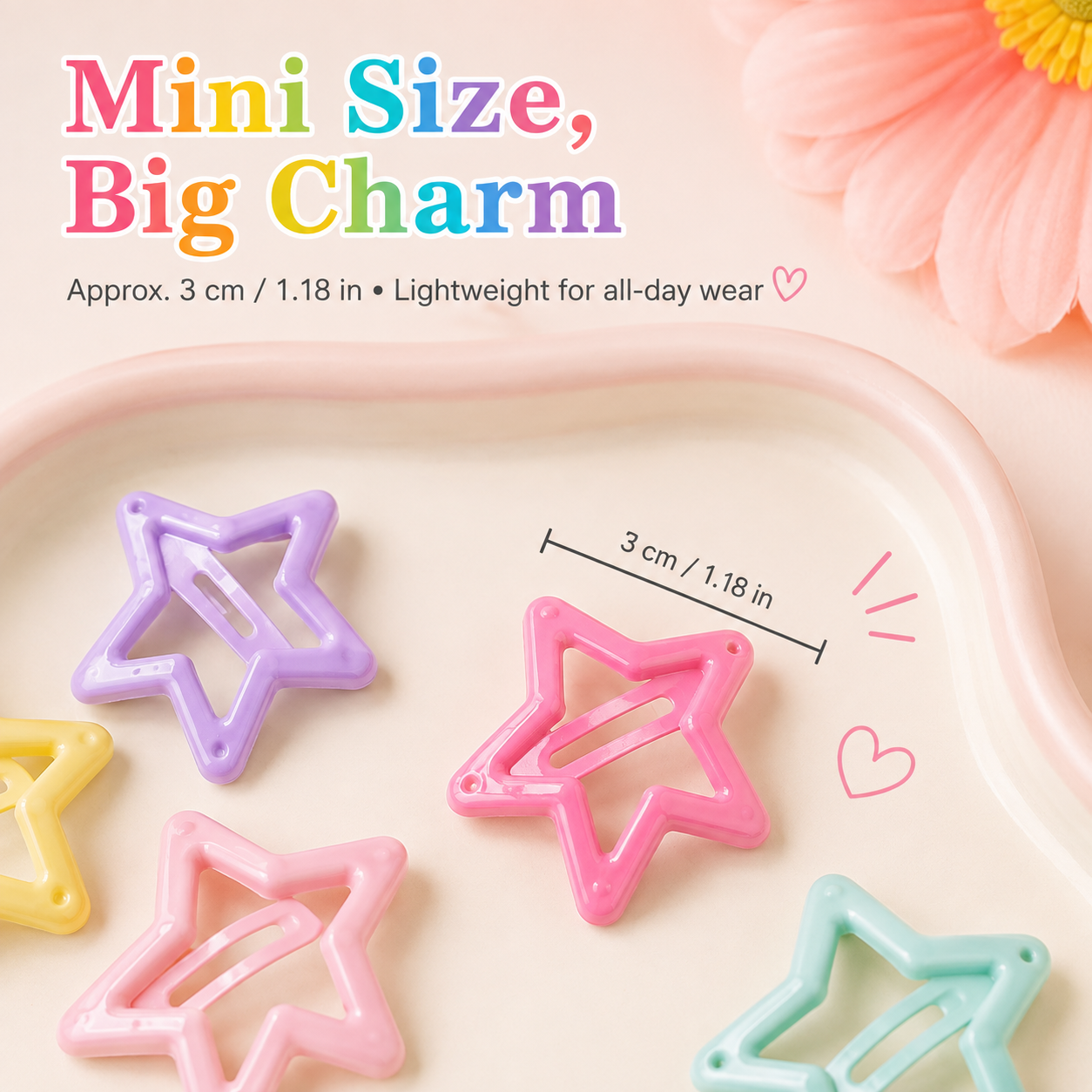 ⭐ 49% OFF 30PCS Colorful Star Hair Clips – Cute Snap Clips for Braids, Buns & Everyday Styles