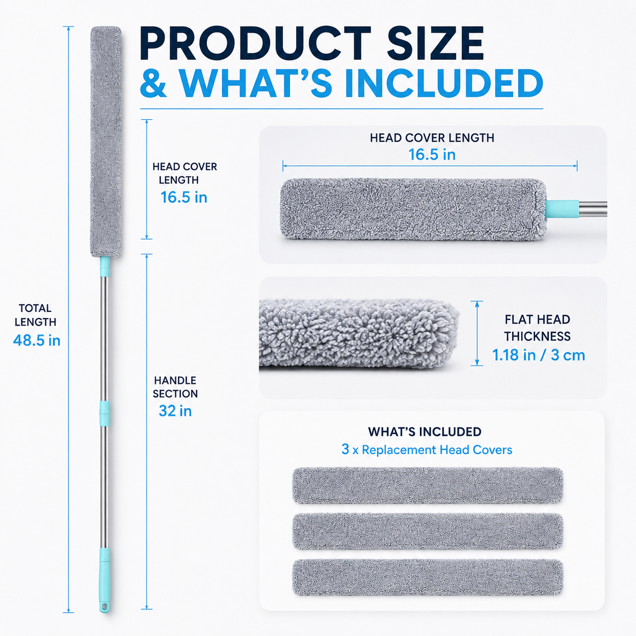 🔥49% OFF Flexible Flat Microfiber Duster – 3CM Slim Reach Cleaner