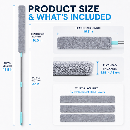 🔥49% OFF Flexible Flat Microfiber Duster – 3CM Slim Reach Cleaner