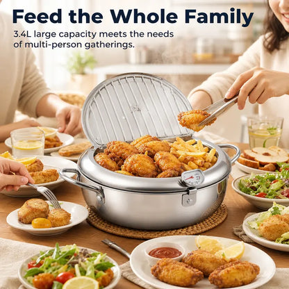 🔥 50% OFF 🍤 Stainless Steel Tempura Fryer Pot with Thermometer