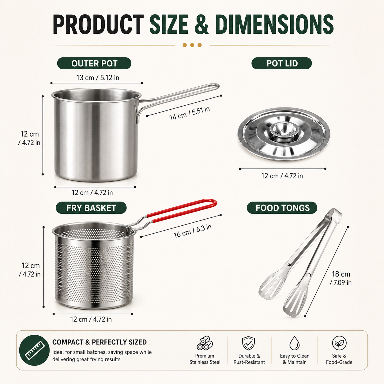 🔥 50% OFF Fry, Lift & Drain Stainless Steel Fryer Set 🍤
