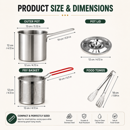 🔥 50% OFF Fry, Lift & Drain Stainless Steel Fryer Set 🍤