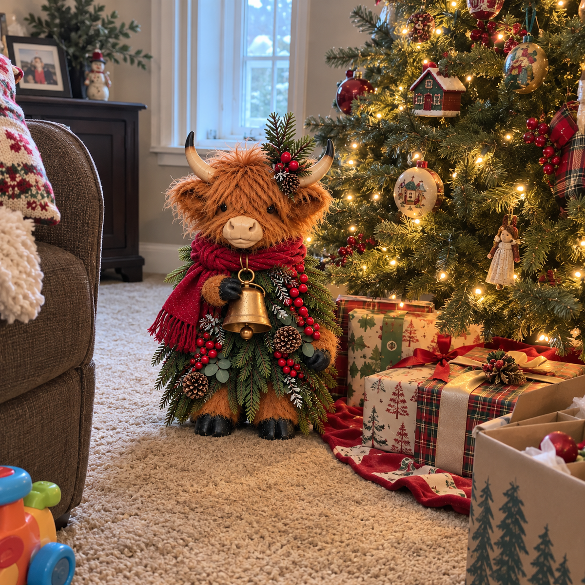 🐮 Christmas Highland Cow Decor 🎄 Cozy Farmhouse Holiday Accent