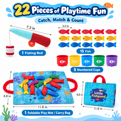 🐟 22-Piece Soft Fishing Toy Set – Color Matching & Early Learning Fun for Babies & Toddlers