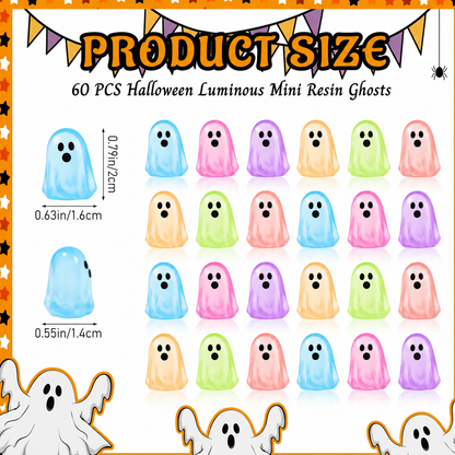 👻 50% OFF 60PCS Glow-in-the-Dark Mini Ghosts – Halloween DIY Resin Decor