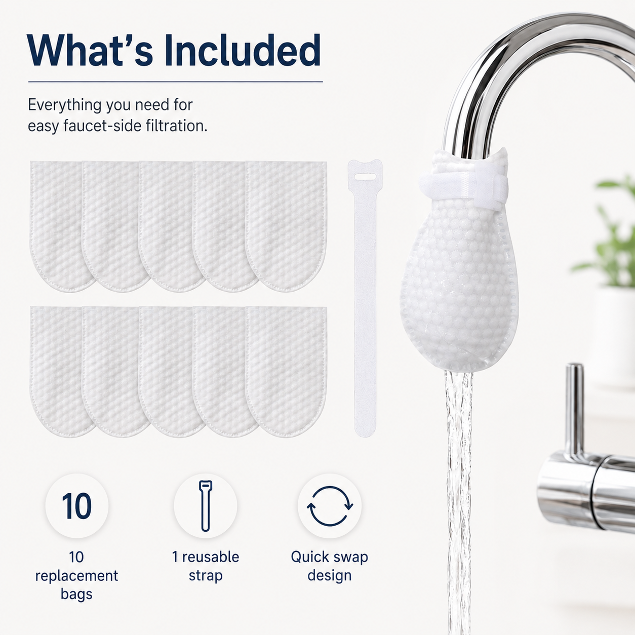 🚿 50% OFF 10-Pack Faucet Filter Pouches – Simple Everyday Water Pre-Filtering ✨