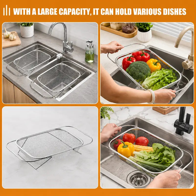 ✨ Save 50% Today 🥬 Expandable Over-the-Sink Strainer Basket – Rinse, Drain & Dry with Ease