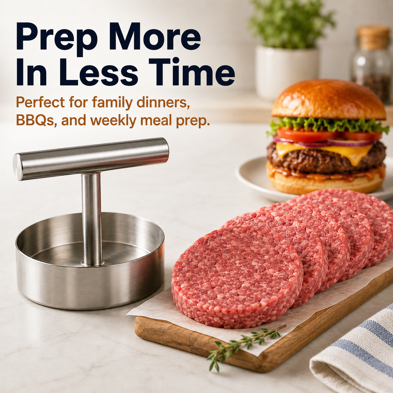 🍔 50% OFF Stainless Steel Burger Patty Press – Perfect Patties in Seconds 🔥