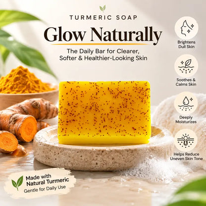 🌿 3PCS Turmeric Cleansing Soap Bars – Gentle Daily Care for Fresh, Soft-Feeling Skin