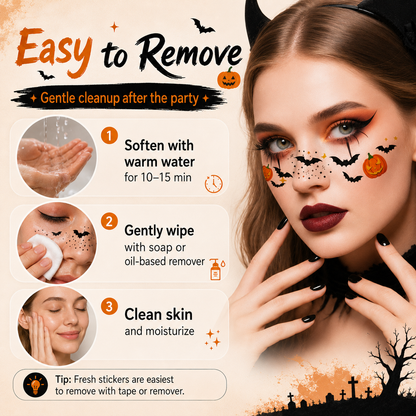 🎃 50% OFF 6PCS Halloween Under-Eye Face Stickers – Instant Spooky Makeup Set