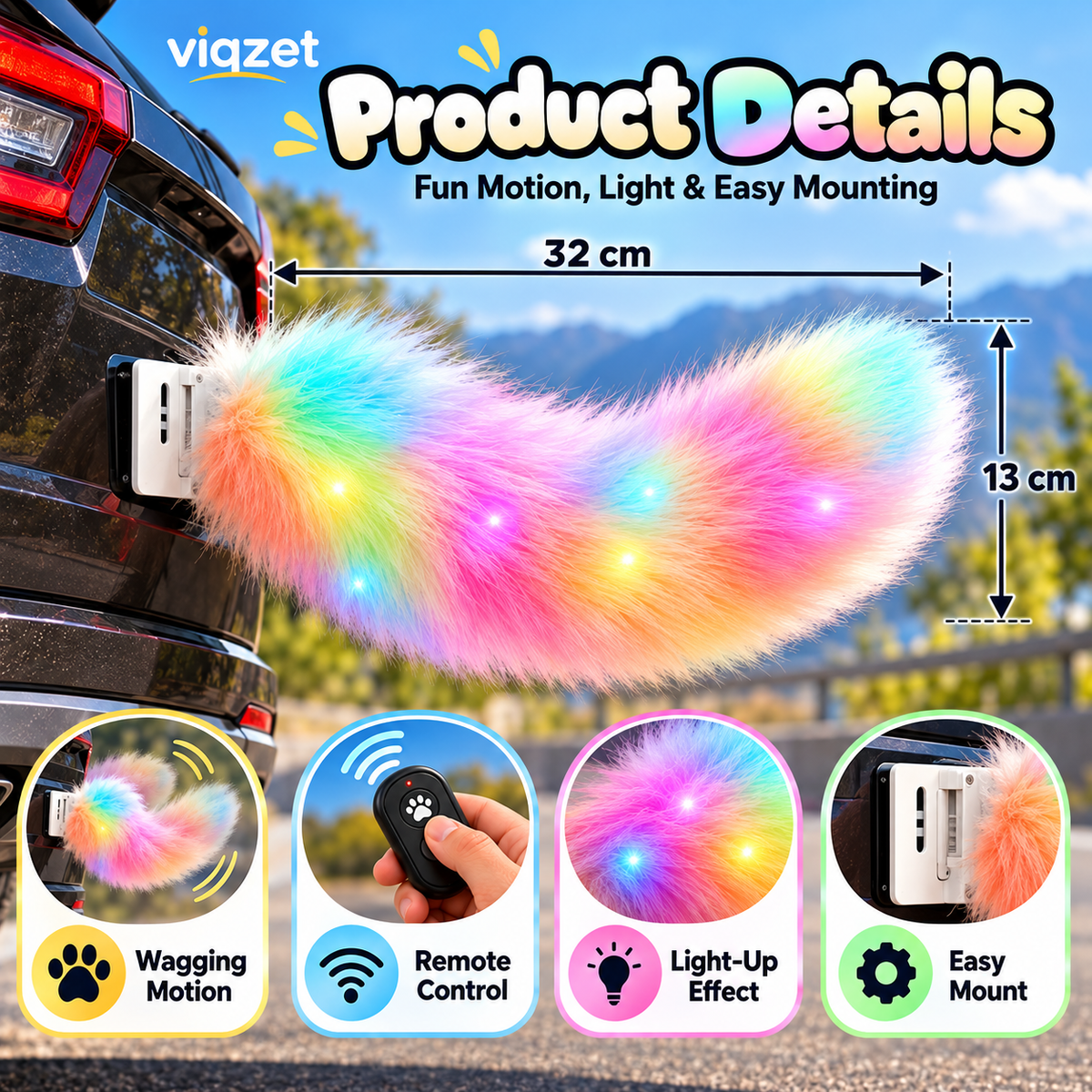 🐾 Remote-Controlled LED Wagging Tail Light-Up Vehicle Decoration 🚗