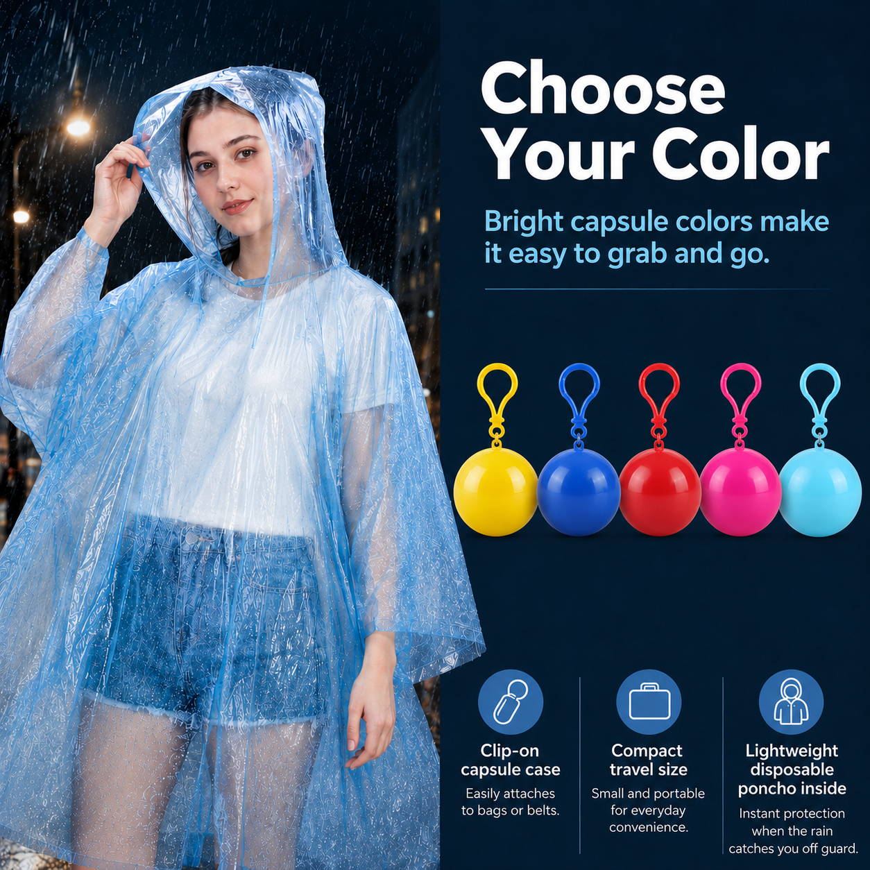 🌧️ 50% OFF Pocket-Sized Disposable Rain Poncho Capsule