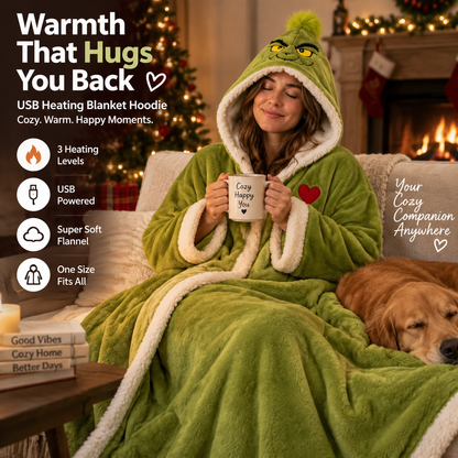 🔥 Limited Holiday Sale — One-Size USB Heated Blanket Hoodie For Cozy Family Nights